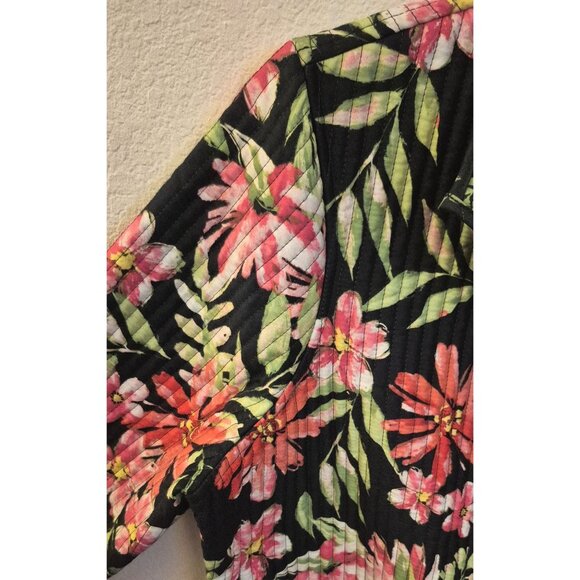 Appleseed's 100% Cotton Floral/Leaf Print Reversible Quilted Jacket P/XL EUC - Picture 3 of 9
